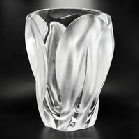 Vintage Lalique France "Ingrid" Crystal Leaf/Flower Vase, 10.5"
