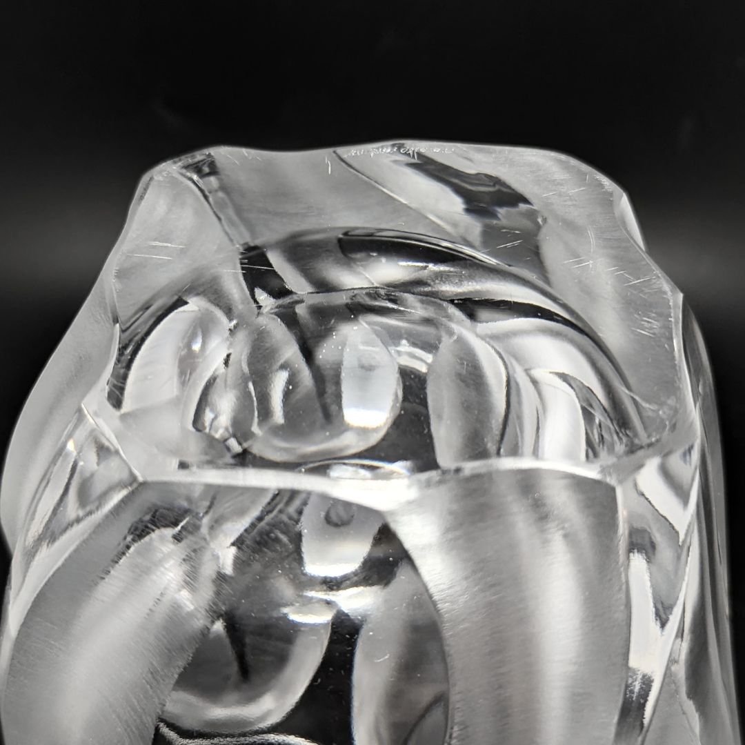 Vintage Lalique France "Ingrid" Crystal Leaf/Flower Vase, 10.5"