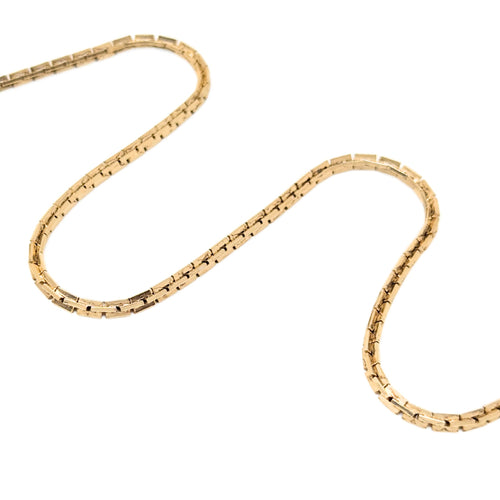 Antique Art Deco 12K Gold Filled Watch Chain Box Boston Block Link 13.5” Choker