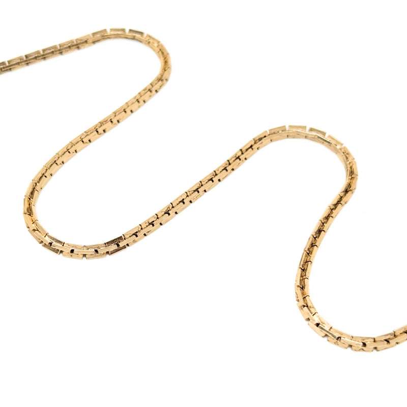 Antique Art Deco 12K Gold Filled Watch Chain Box Boston Block Link 13.5” Choker