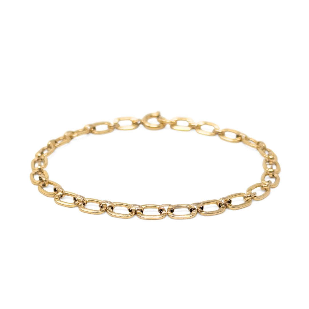 Vintage 12K GF Gold Filled Oval Link 7.25" Chain Bracelet, 4.6mm, 3.2g
