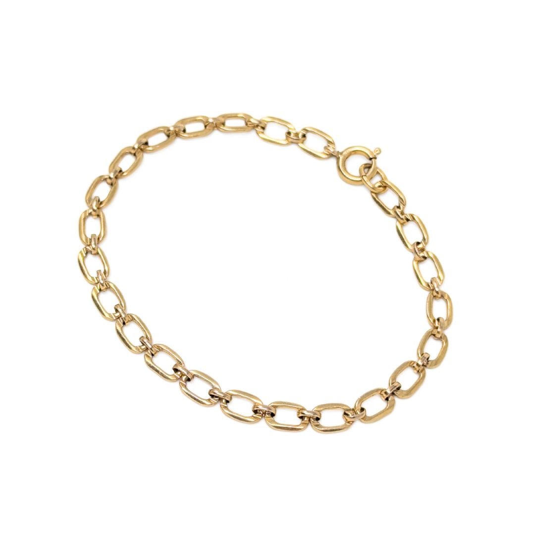 Vintage 12K GF Gold Filled Oval Link 7.25" Chain Bracelet, 4.6mm, 3.2g