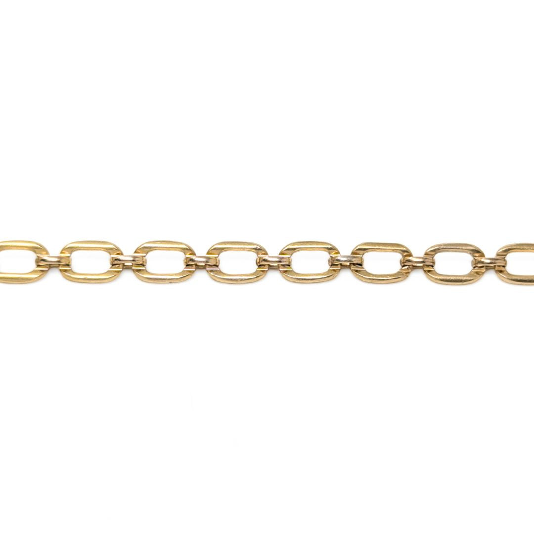 Vintage 12K GF Gold Filled Oval Link 7.25" Chain Bracelet, 4.6mm, 3.2g