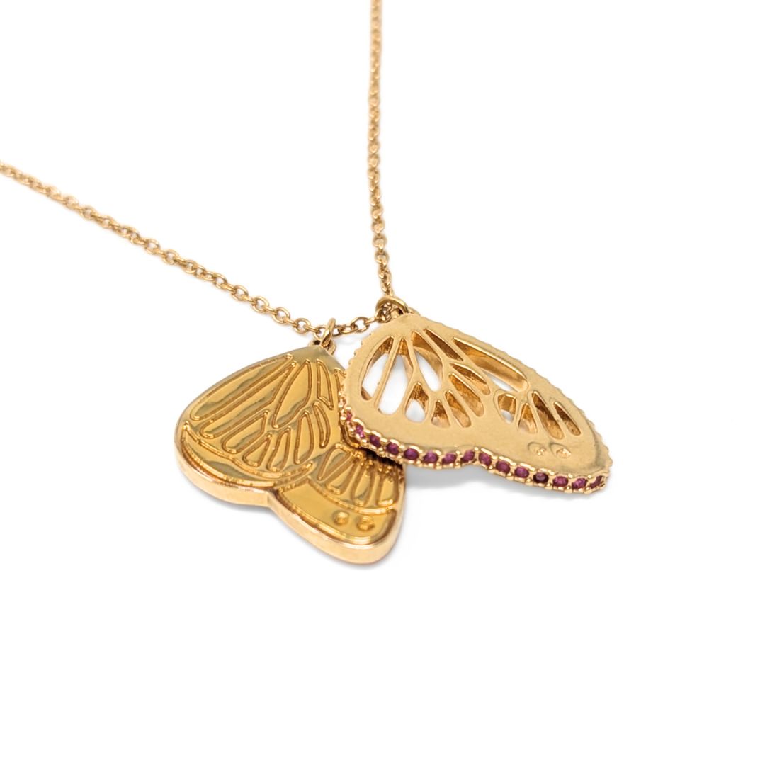 Authentic Swarovski Noisette Butterfly Pendant Necklace Gold Plated Multi Crystal
