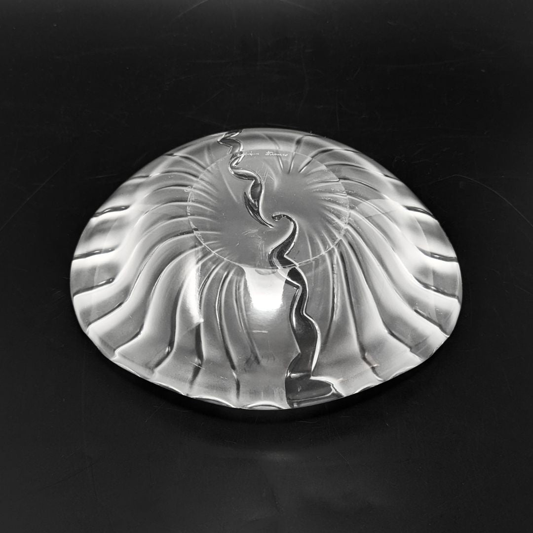 Lalique France Signed Nancy Frosted Crystal Ashtray/Bowl