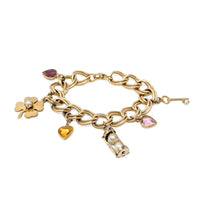 Vintage Automade 12K Gold Filled Double Link 6.75" Charm Bracelet