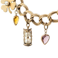 Vintage Automade 12K Gold Filled Double Link 6.75" Charm Bracelet