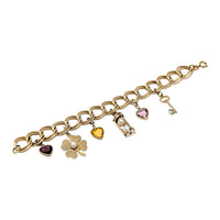 Vintage Automade 12K Gold Filled Double Link 6.75" Charm Bracelet