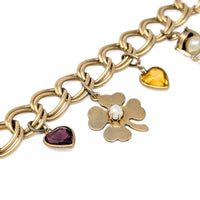 Vintage Automade 12K Gold Filled Double Link 6.75" Charm Bracelet