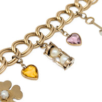 Vintage Automade 12K Gold Filled Double Link 6.75" Charm Bracelet