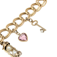 Vintage Automade 12K Gold Filled Double Link 6.75" Charm Bracelet