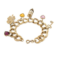 Vintage Automade 12K Gold Filled Double Link 6.75" Charm Bracelet