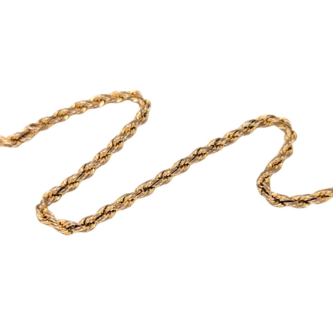 Antique W&SB 1/10 Gold Filled Pocket Watch Chain With Fob/Pendant - 12.5", 3.2mm
