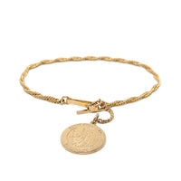 Vintage 12K Gold Filled St. Christopher 9" Toggle Watch Chain Bracelet