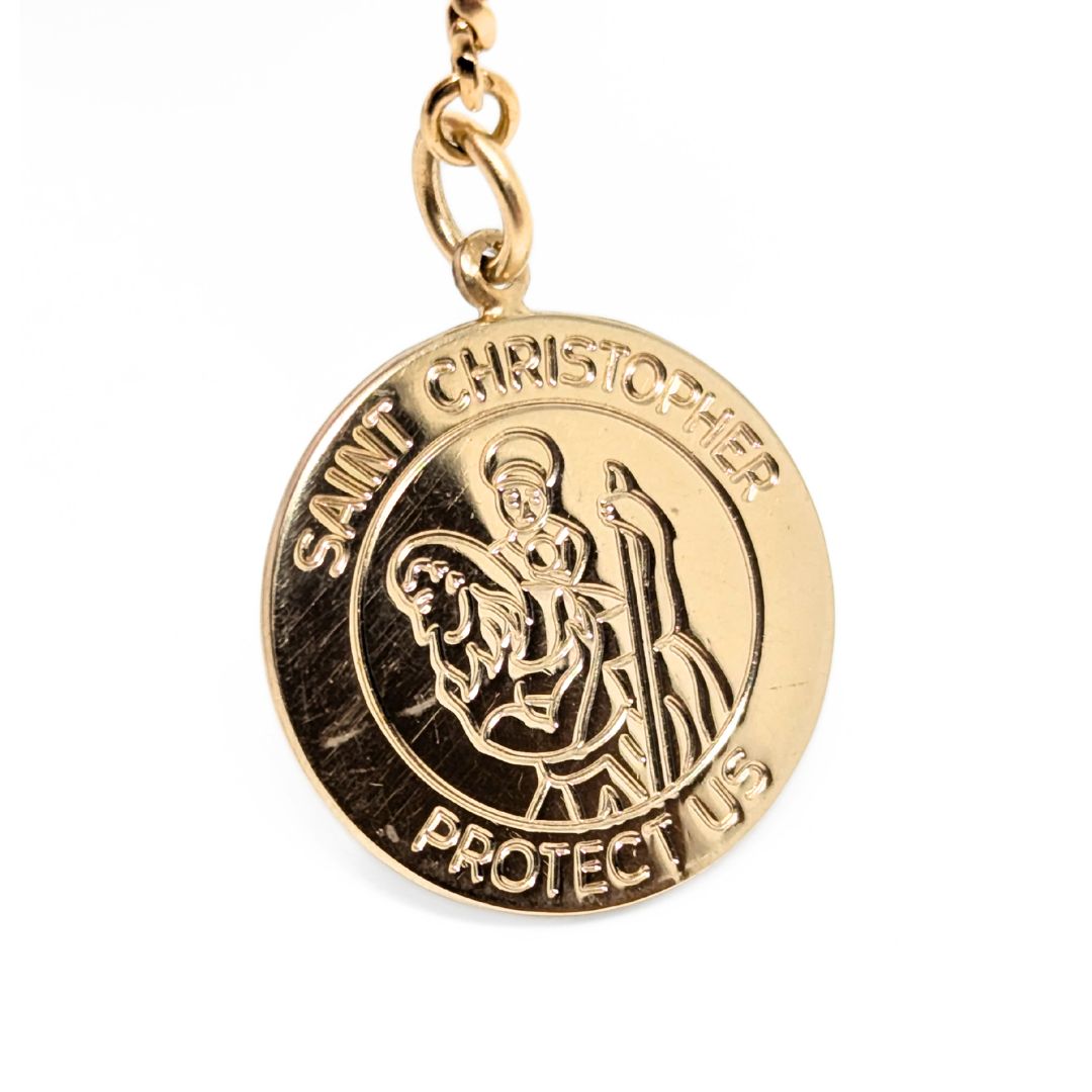 Vintage 12K Gold Filled St. Christopher 9" Toggle Watch Chain Bracelet