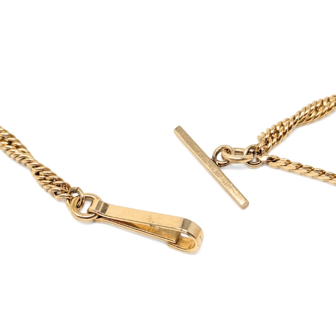 Vintage 12K Gold Filled St. Christopher 9" Toggle Watch Chain Bracelet