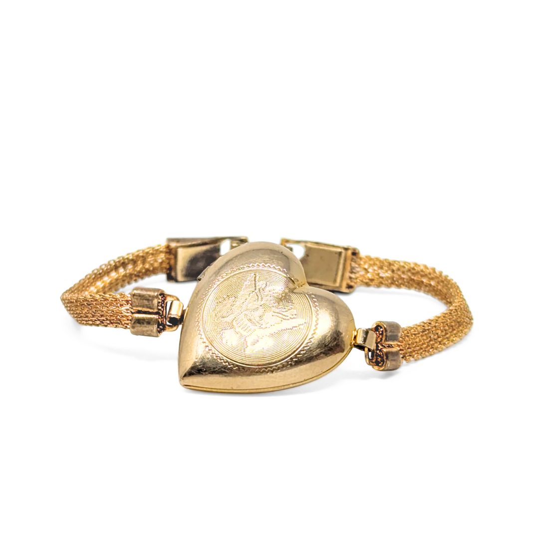 WWI Era US Army Military Sweetheart Locket Mesh Bracelet, 5" (Child's Size)