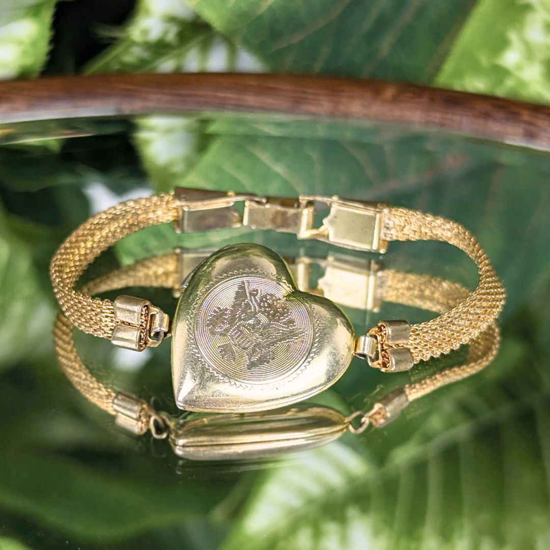 WWI Era US Army Military Sweetheart Locket Mesh Bracelet, 5" (Child's Size)