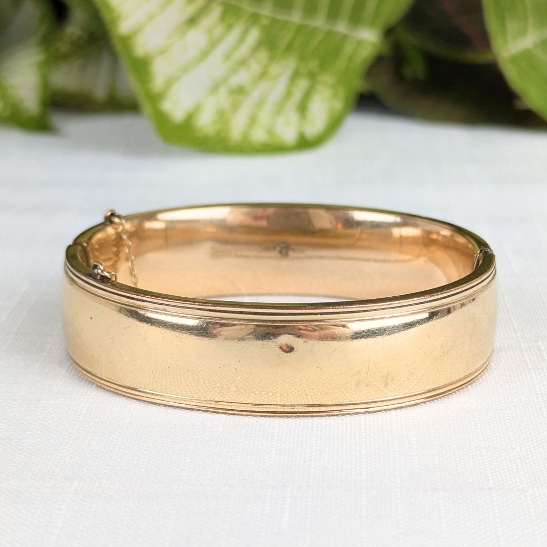 Binder Brothers BB 12K Gold Filled Floral Repousse Bangle Bracelet, 16mm