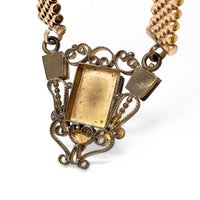 Antique Victorian Gold Filled Mesh Book Chain Cameo Necklace, 18.5"