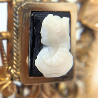 Antique Victorian Gold Filled Mesh Book Chain Cameo Necklace, 18.5"