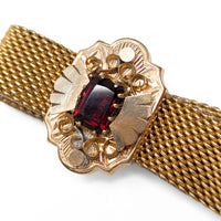 Antique Victorian W.E.W. & Co Gold Filled Mesh Tassel Slide Bracelet, 13mm Wide