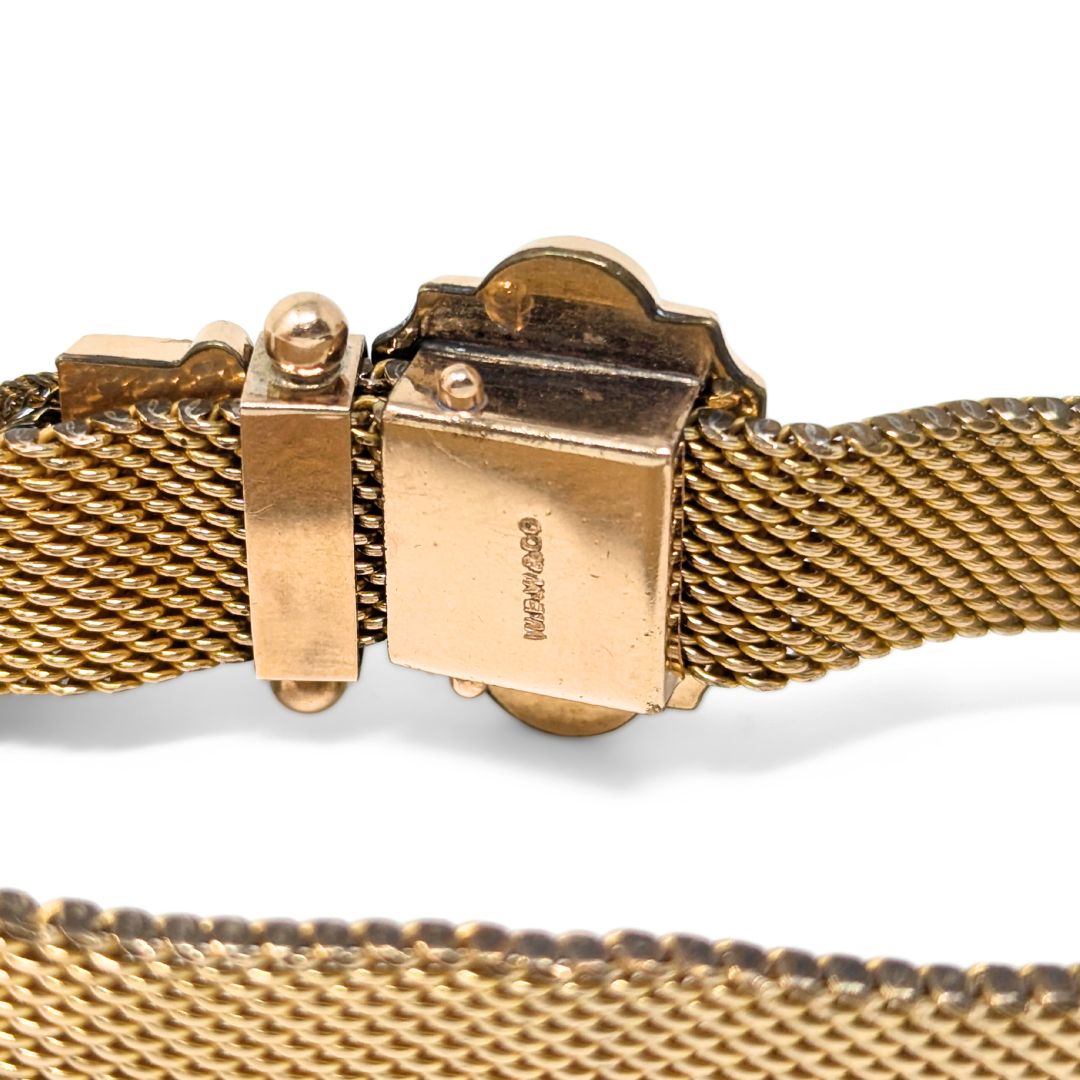 Antique Victorian W.E.W. & Co Gold Filled Mesh Tassel Slide Bracelet, 13mm Wide