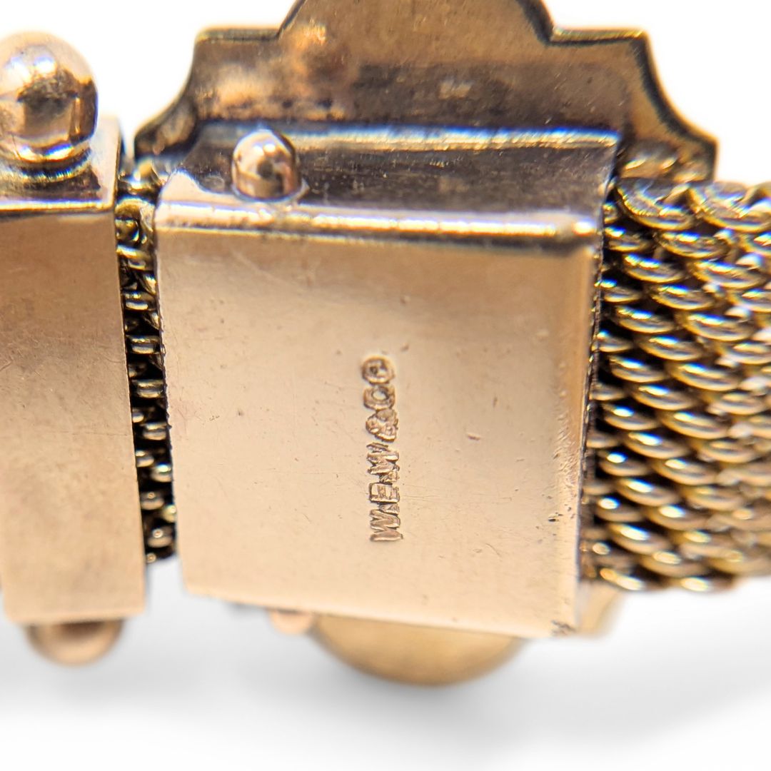 Antique Victorian W.E.W. & Co Gold Filled Mesh Tassel Slide Bracelet, 13mm Wide
