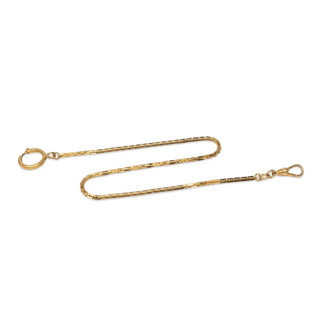 Antique 12K Gold Filled Bar Link Pocket Watch Chain/ Choker Necklace, 14.25”