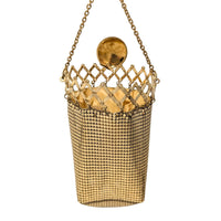 Whiting & Davis Antique Gold Mesh "Beggars Bag" with Original Tag/Lining