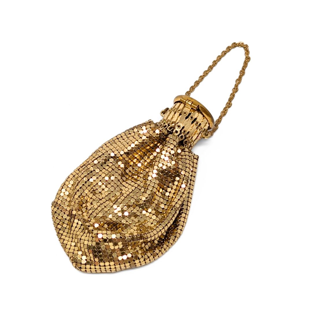 Whiting & Davis Antique Gold Mesh "Beggars Bag" with Original Tag/Lining
