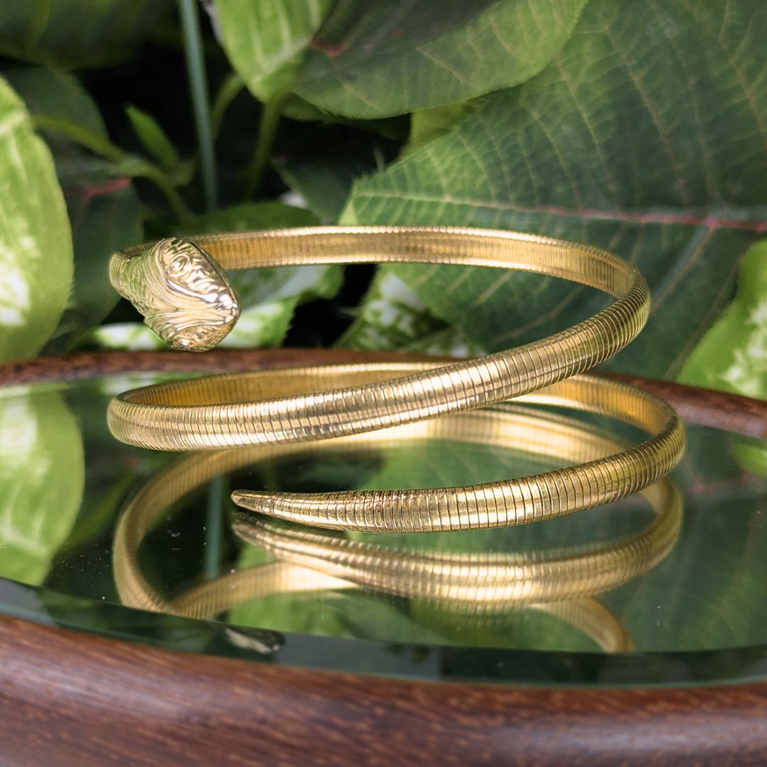 1940s Forstner Gold Filled Snake Wrap Bracelet Coiled Serpent w/Original Box