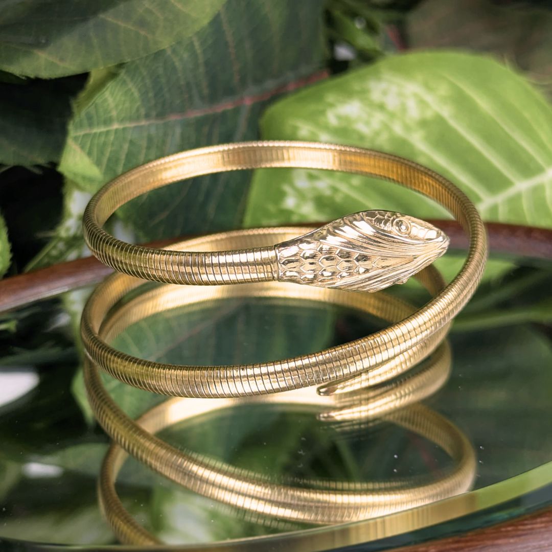 1940s Forstner Gold Filled Snake Wrap Bracelet Coiled Serpent w/Original Box