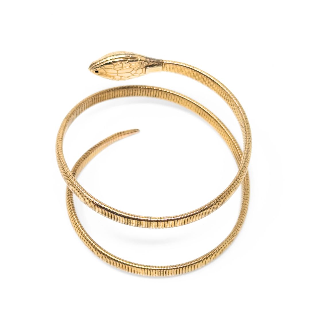 1940s Forstner Gold Filled Snake Wrap Bracelet Coiled Serpent w/Original Box
