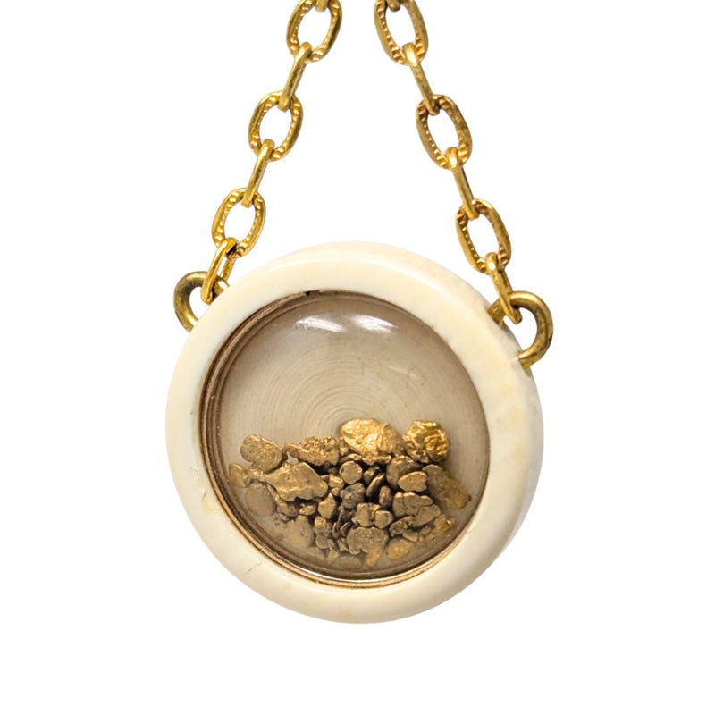 Antique 1920s Kender & Stokes Alaskan Gold Nugget Shaker Pendant