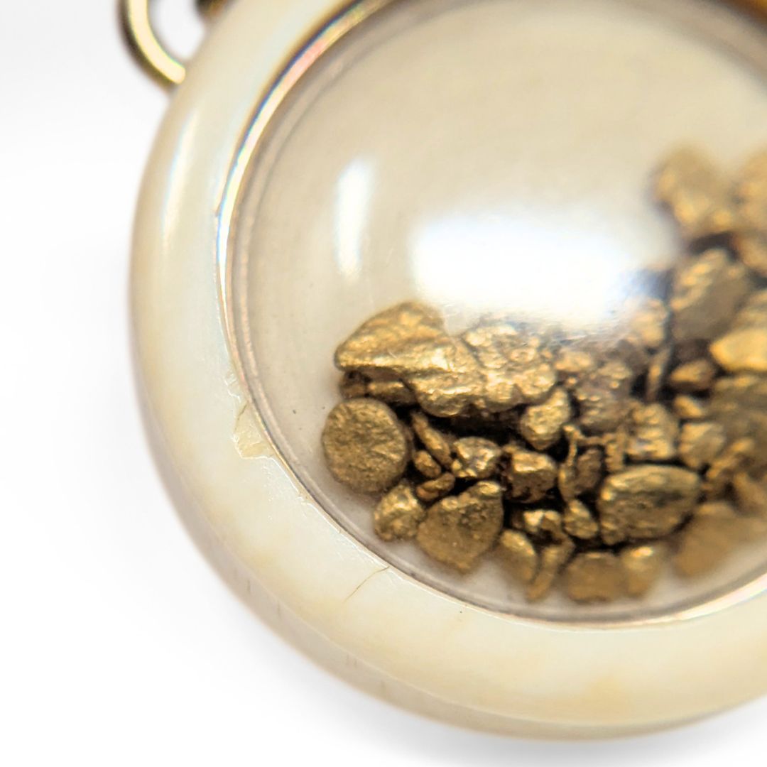 Antique 1920s Kender & Stokes Alaskan Gold Nugget Shaker Pendant
