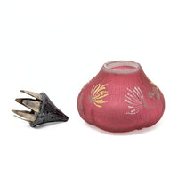 Mt Washington "Fig" Art Glass Salt Shaker Cranberry Rose Chrysanthemum