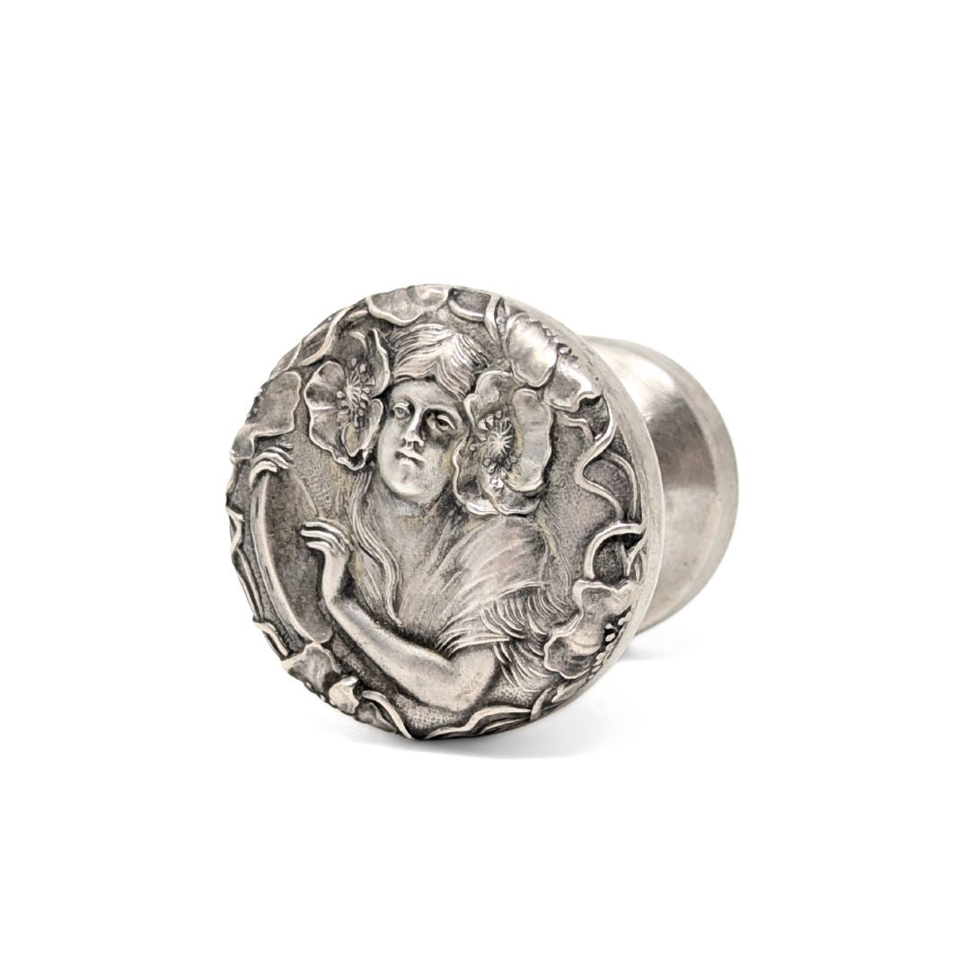 Unger Brothers Art Nouveau Sterling Silver Desk Wax Seal Handle, “A” Monogram