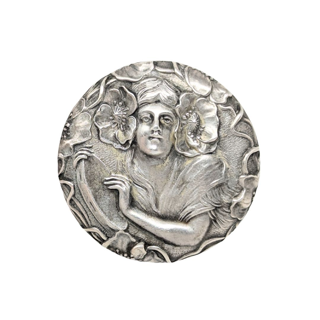 Unger Brothers Art Nouveau Sterling Silver Desk Wax Seal Handle, “A” Monogram