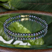 ATI Athra 14K Gold Hand Knotted Peacock Black Pearl Bracelet - 7.5", 4.5mm