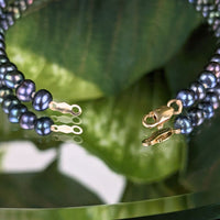 ATI Athra 14K Gold Hand Knotted Peacock Black Pearl Bracelet - 7.5", 4.5mm