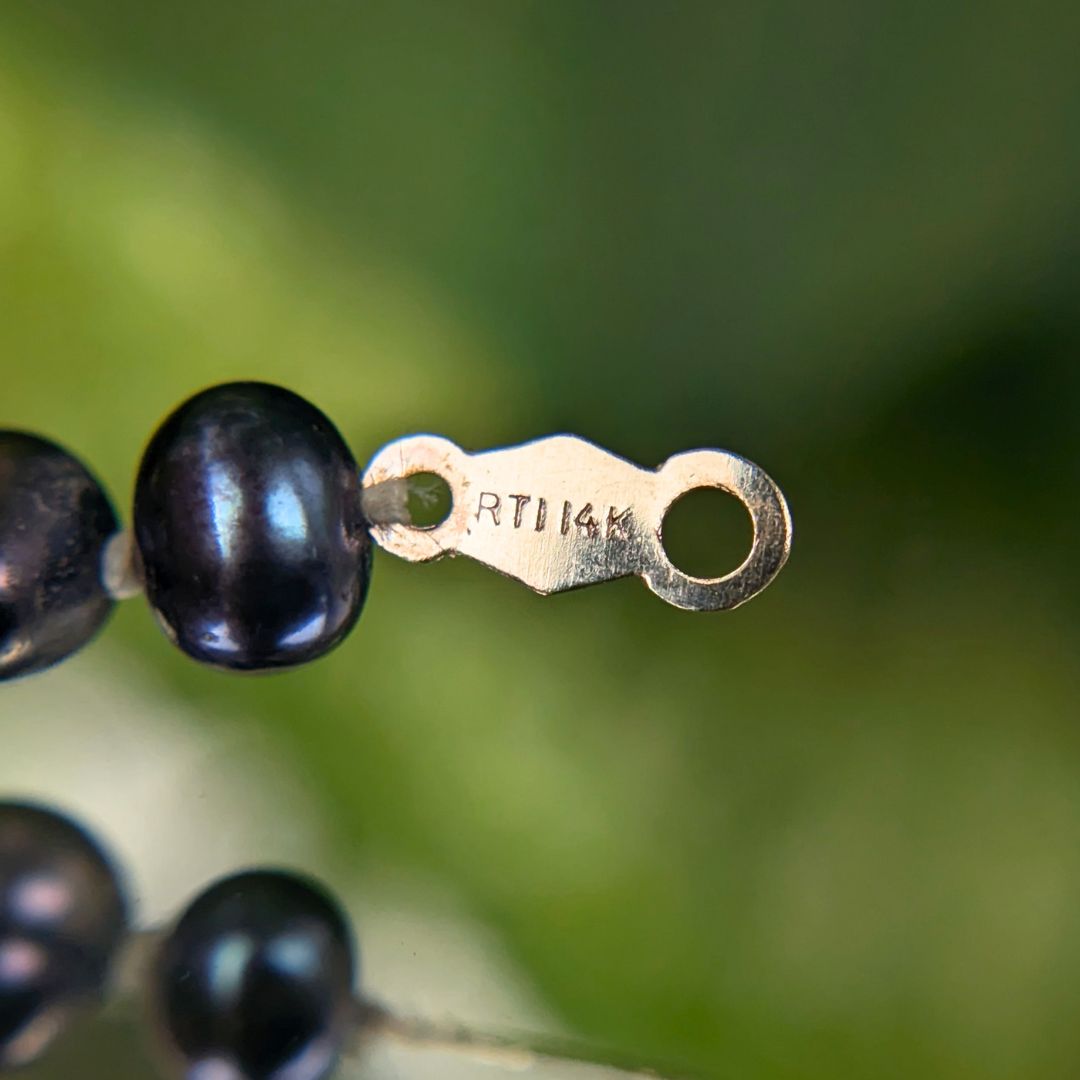 ATI Athra 14K Gold Hand Knotted Peacock Black Pearl Bracelet - 7.5", 4.5mm
