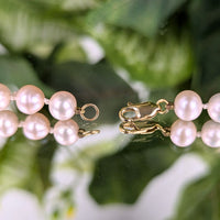 20" Genuine Pink Cultured Pearl Necklace 58-Count 6.5-7.3mm 14K Clasp