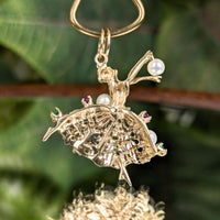 Vintage 13K Yellow Gold, Pearl, & Gemstone Ballerina Pendant/Charm (4.4g)
