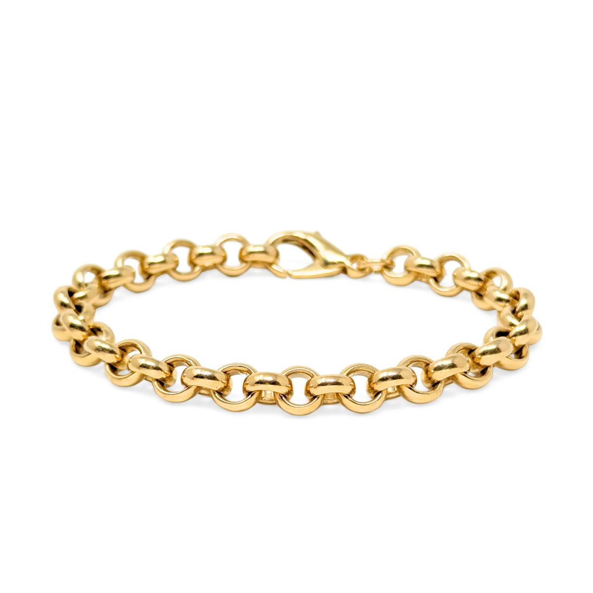 18K Yellow Gold 7.7mm Solid Rolo Link Bracelet, 7.75" - XRF Verified - (42.1g)
