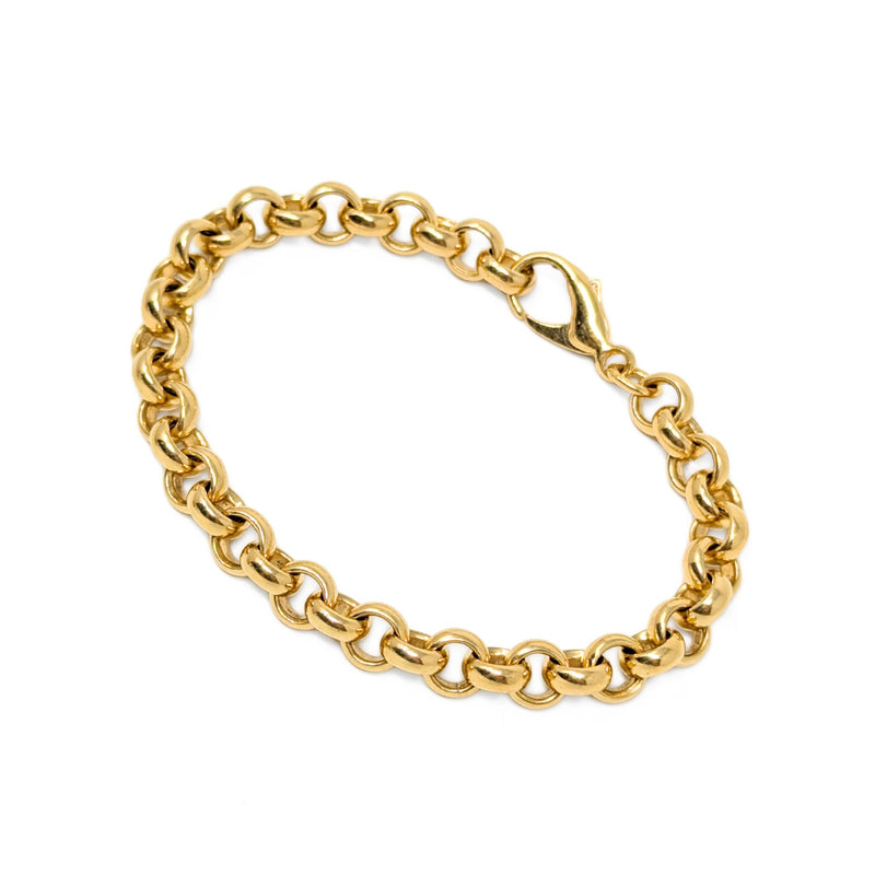 18K Yellow Gold 7.7mm Solid Rolo Link Bracelet, 7.75" - XRF Verified - (42.1g)