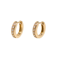 Vintage S&S 13K Gold 0.18tcw Diamond Huggie Hoop Earrings, 12.7mm