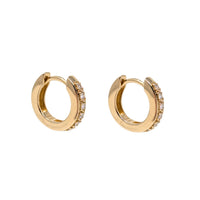 Vintage S&S 13K Gold 0.18tcw Diamond Huggie Hoop Earrings, 12.7mm