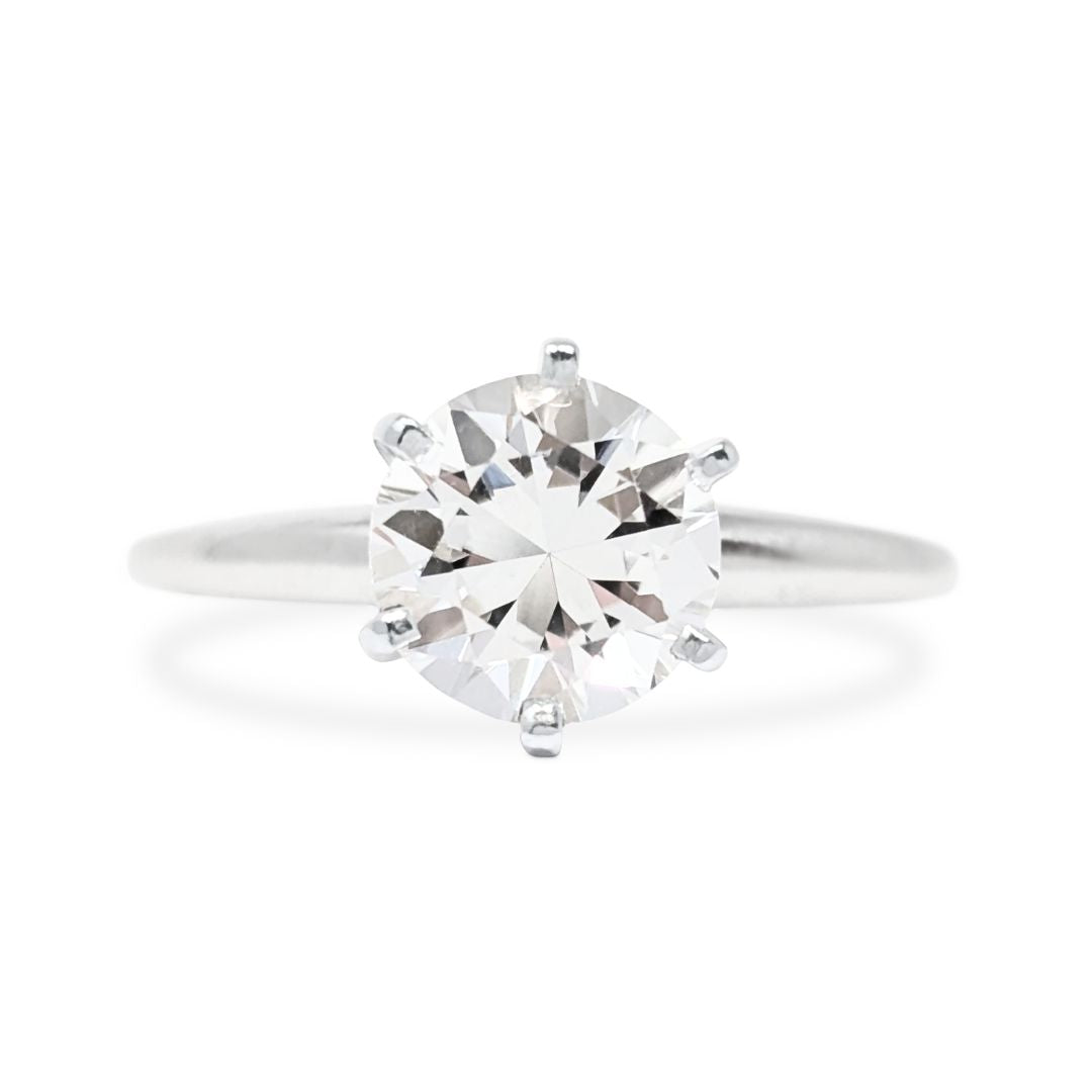 Vintage 14K White Gold Goshenite (White Beryl) Solitaire Engagement Ring - Size 6.5