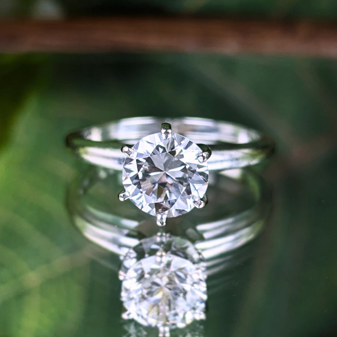Vintage 14K White Gold Goshenite (White Beryl) Solitaire Engagement Ring - Size 6.5